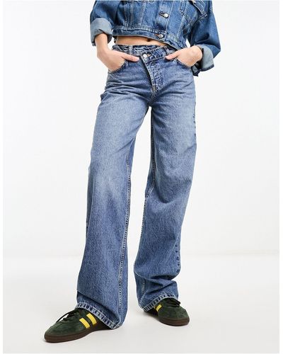 ASOS Cross Front Dad Jeans - Blue