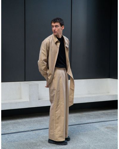 Labelrail X isaac hudson - pantalon large d'ensemble à revers retroussés - beige - Bleu