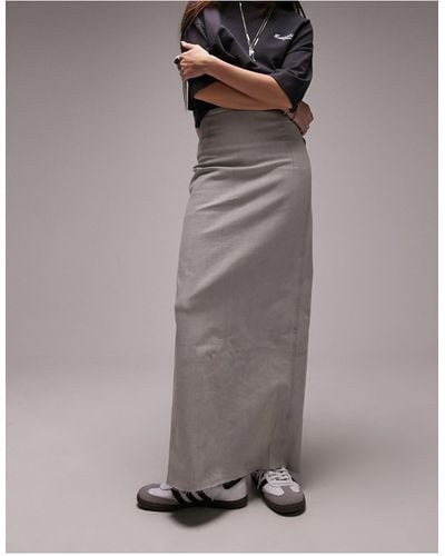 TOPSHOP Denim Comfort Stretch Maxi Skirt - White