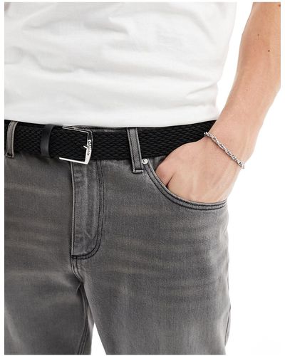 Calvin Klein Cintura casual nera elasticizzata intrecciata da 35 mm - Bianco