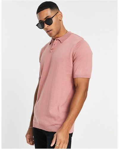ASOS Knitted Polo Shirt - Pink