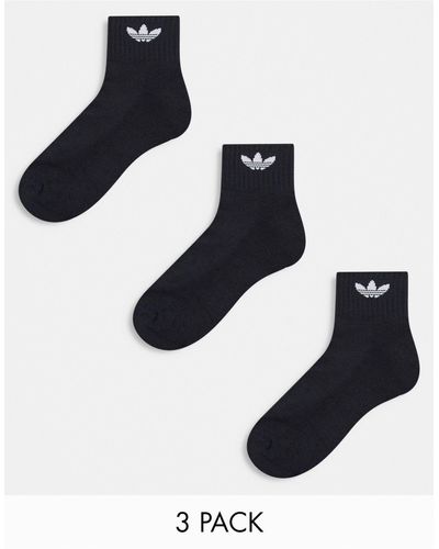 adidas Originals Adicolor Trefoil 3 Pack Ankle Socks - Black