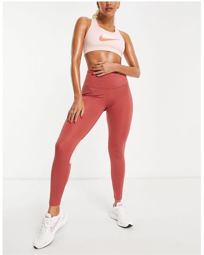 Nike Run fast - legging 7/8 en tissu dri-fit à logo classique et virgule et taille mi-haute - Rouge