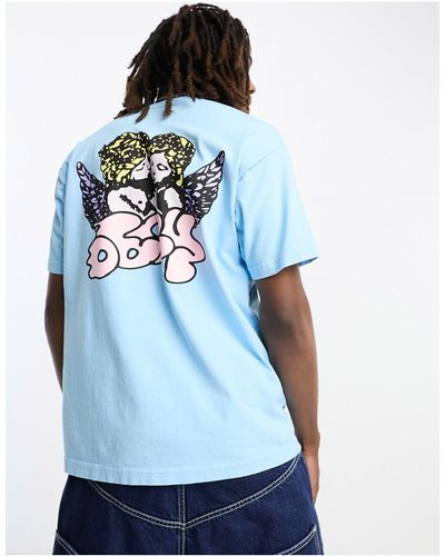 Obey Cherubs - T-shirt Met Print Op - Blauw