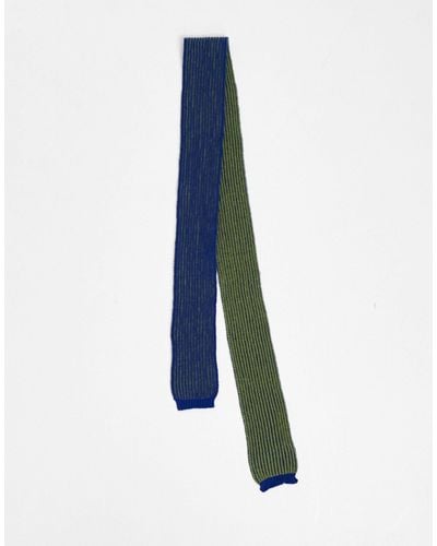 Reclaimed (vintage) Unisex Double Knit Skinny Scarf - Blue