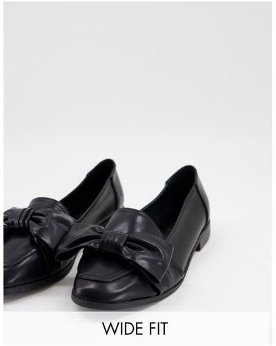 ASOS Wide Fit Mentor Bow Flat Shoes - Black