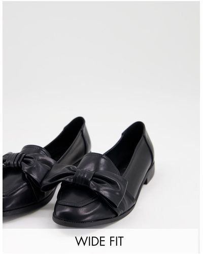 ASOS Mentor - chaussures plates pointure large à nœud - Noir