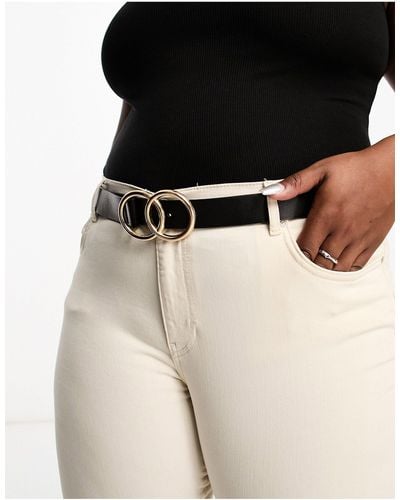 ASOS Asos design curve - ceinture taille et hanches avec double cercle biseauté en métal - Noir