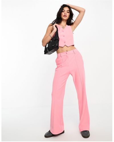emory park Tailored Slim Flare Co-ord Trousers - Pink