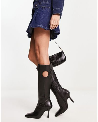 ASOS – cassie – kniehohe stiefel aus hochwertigem leder - Blau