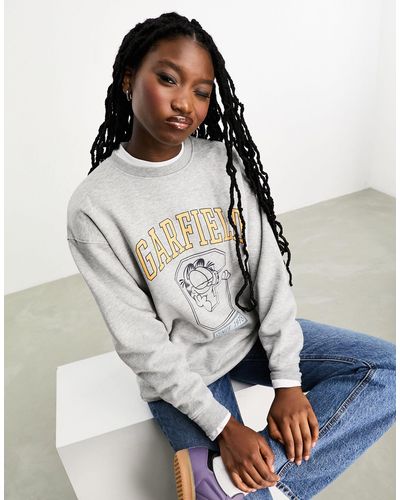Daisy Street – sweatshirt mit lockerem schnitt und "garfield"-grafikprint - Grau
