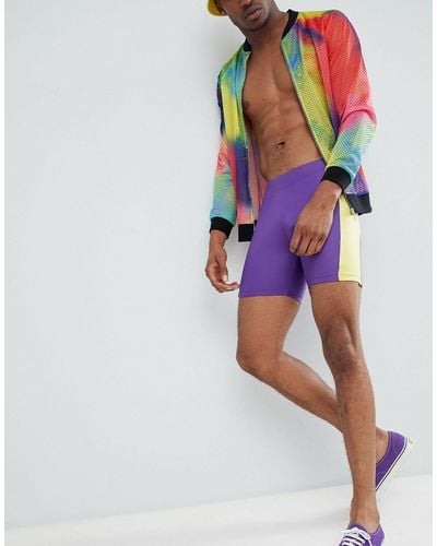 ASOS Festival megging Shorts With Color Blocking - Purple