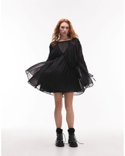 TOPSHOP Channelled Chuck On Seamed Mini Dress - Black