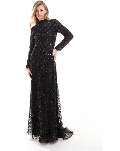 Beauut Allover Embellished Modest Maxi Dress - Black