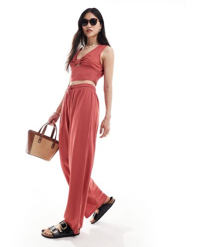 ONLY Wide Leg Trouser Co-ord - Red