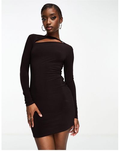 Public Desire Double Lined Bodycon Mini Dress With Cut Out - Black