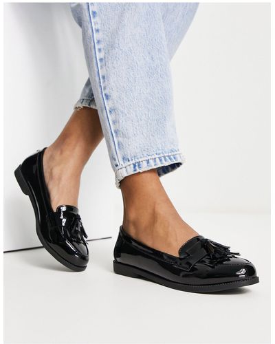 New Look Patent Fringe Loafers - Blue