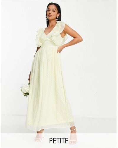 Vila Bridesmaid Midi Dress With Frill Detail - White