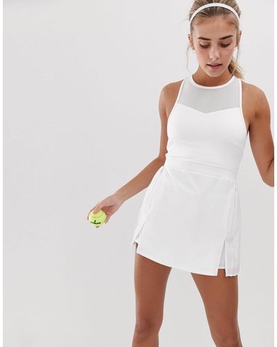 South Beach Tennis High Neck Dress With Pleated Skirt - White