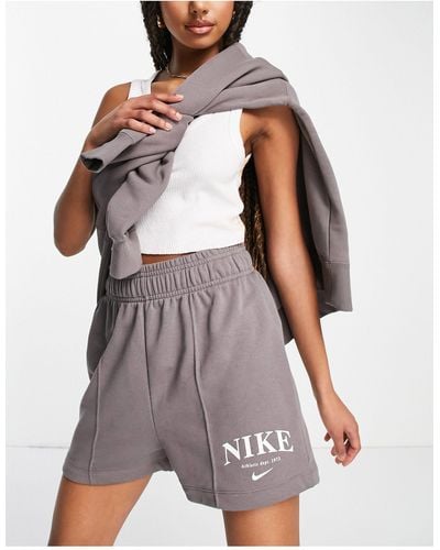 Nike Essential Retro Drawstring Fleece Shorts - Gray