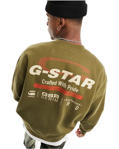 G-Star RAW – old skool – oversize-sweatshirt - Grün