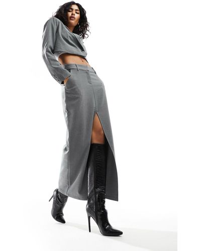 Pretty Lavish Tailored Maxi Skirt Co-ord - Gray