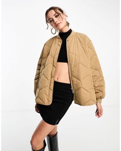 Whistles Short Quilted Coat - Natural