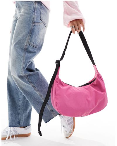 BAGGU Medium Nylon Crescent Crossbody Bag - Pink