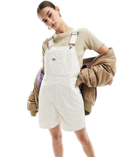 Dickies Duck Canvas Short Dungarees - White