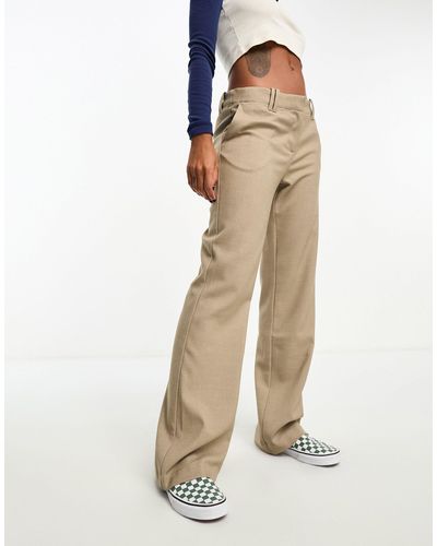 Monki Pantalon droit à taille basse - taupe chiné - Neutre
