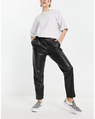 Vila Leather Look joggers - White