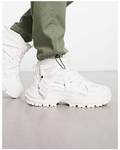 ASOS High Top Trainers With Rubber Panels And Sole - White