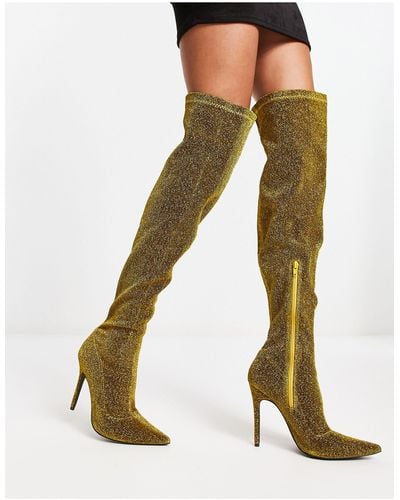 Public Desire Dasha Over The Knee Boots - Natural