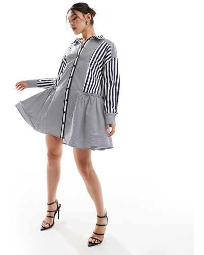 River Island Stripe Shirt Mini Dress - Grey