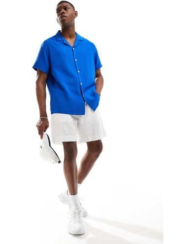 ASOS Short Sleeve Relaxed Revere Shirt - Blue