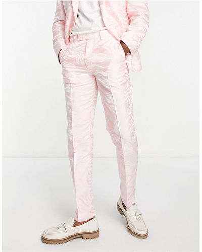 ASOS – schmale anzughose mit zebra-jacquardmuster - Pink
