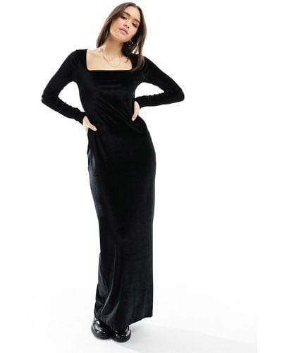 Miss Selfridge Vestido largo con escote cuadrado - Negro