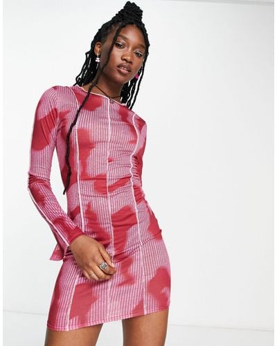Daisy Street Long Sleeve Bodycon Dress - Pink