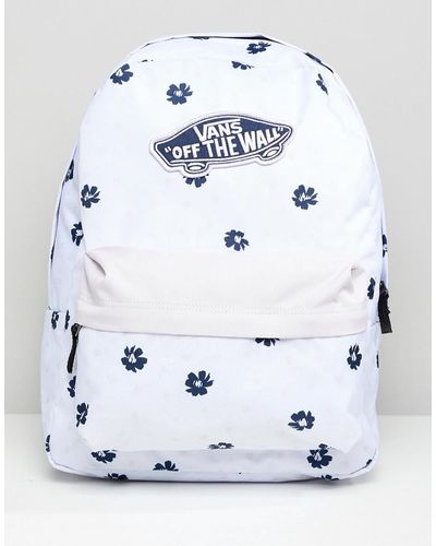 Vans Lilac Floral Print Realm Backpack - White