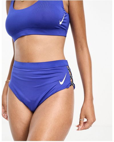 Nike Icon Sneakerkini High Waist Cheeky Bikini Bottoms - Blue