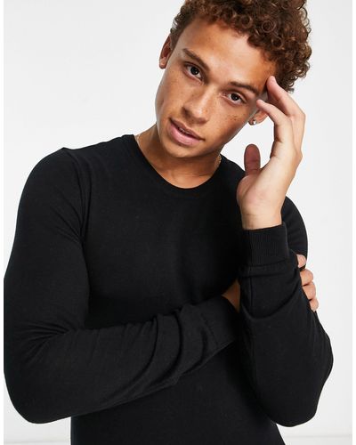New Look Muscle Fit Knitted Jumper - Black