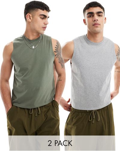 ASOS – 2er-pack trägershirts - Weiß