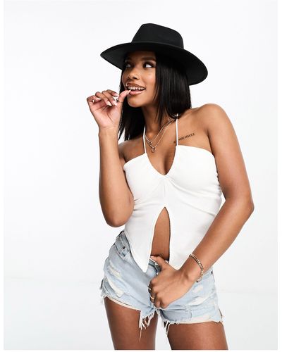 ASOS Structured Fedora Hat With Size Adjuster - White