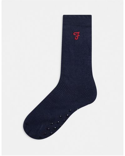 Farah – fracture – hausschuh-socken mit waffelstruktur - Blau