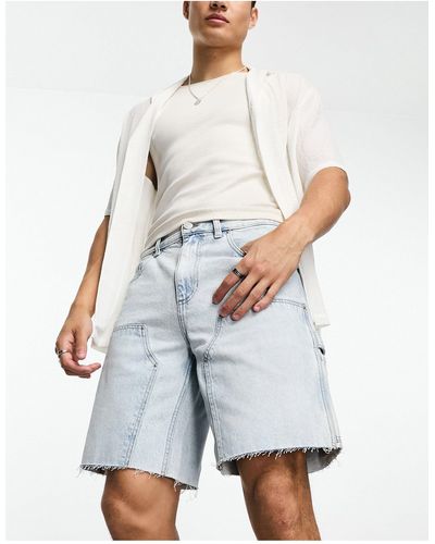 PacSun Eli - short en jean style workwear - clair délavé - Blanc