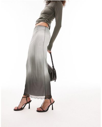 TOPSHOP Falda midi monocromática con diseño degradado - Negro
