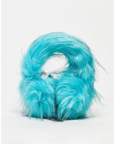 Collusion Unisex Faux Fur Fluffy Ear Muffs - Blue