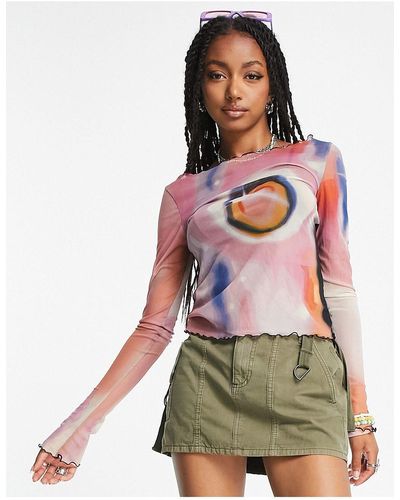 ZEMETA Fitted Mesh Long Sleeve Top - Multicolour