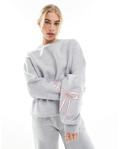 ASOS Sweatshirt Co Ord With Bow Detail - Gray