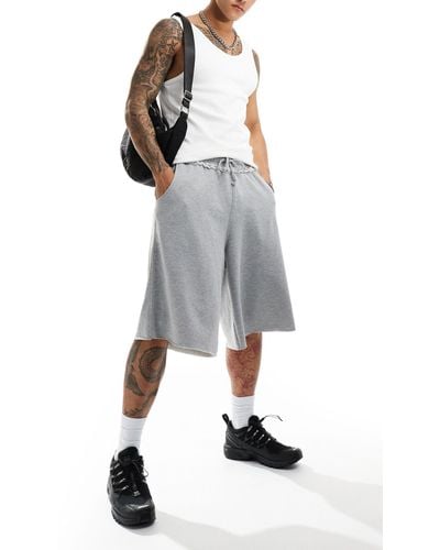 Collusion Skater Longline Fit Jersey Trackie Shorts - Grey